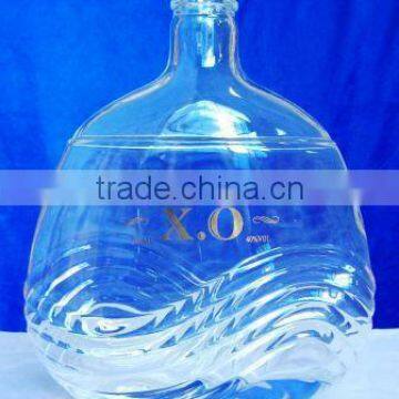 750ml High clear brandy glass bottle