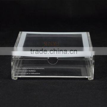 Logo Print Acrylic Business Card Holder Box With Drawer