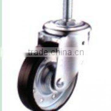 Swivel/Swivel Brake Threaded Stem Castor Fitted with Rubber Wheel Mold on Metal Rim, Flange Bearing