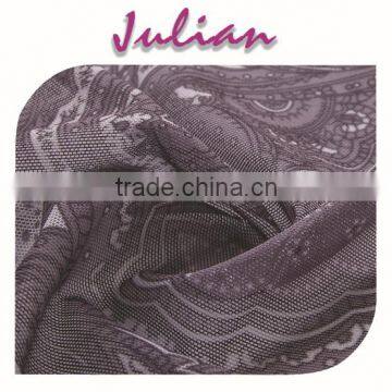 Grey cashew nuts flower mesh spandex nylon N7020 60gsm Elastic printing Fabric OEKO 100