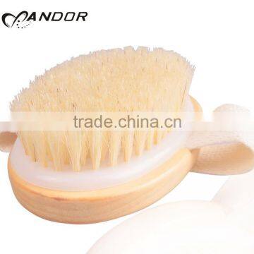 Natural wood boar bristle body bath brush