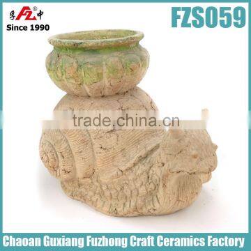 Moss snail shaped clay flower pot crafts