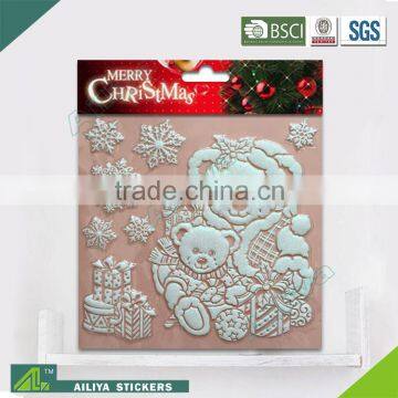 BSCI factory audit Christmas 3D Eco-friendly decorative self adhesive glitter sticker sheet