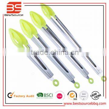 Green Colorful silicone handle hot sale stainless steel tongs for Bread,mini serving tongs