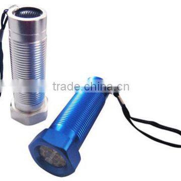 TE013 2015 High Quality nut shape Aluminum 6LED promotion torch with lanyard