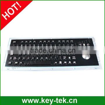 Rear panel mount black stainless steel metal keyboard with trackball