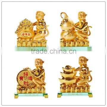 24K Golden color resin money statue , resin animal decoration , fengshui statue