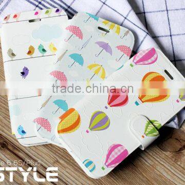 Low MOQ custom High quality printing Waterproof flip case wallet leather case for iphone 6 for iphone 6s plus