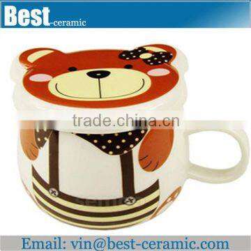 tiger design ceramic coffee cup with lid