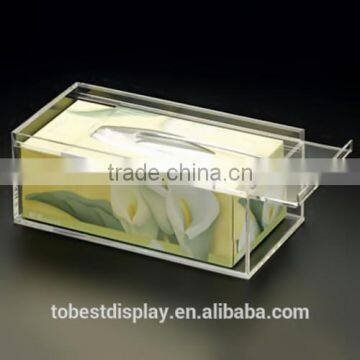 clear acrylic tissue box,acrylic napkin holder with sliding lid