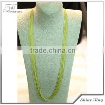 new style multi strand yellow long chain necklace,Fashion yellow thin chains necklaces,yellow long chain necklace designs