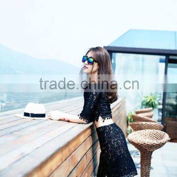 European Western Indian Fashionable Half Sleeve Lace v Neck Sexy Crop Tops Blouses Wholesale Skirts Suit Wrap Skirts photo-6