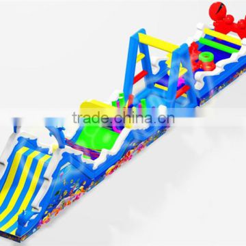 2016 Channal new design sea world giant inflatable dolphin obstacle course for sale