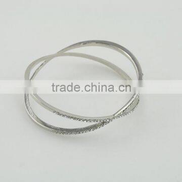 Silver Personalized Women Bracelets With X Shape Crystal Design Bangles photo-5