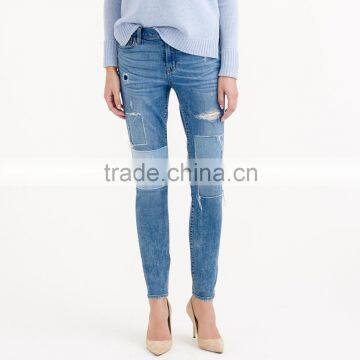 ladies sexy super skinny patchwork jeans