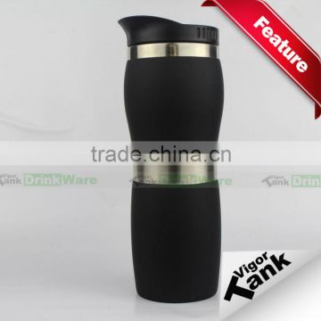 Waving Insulated Travelling Mug with Shining Stainless Steel Band