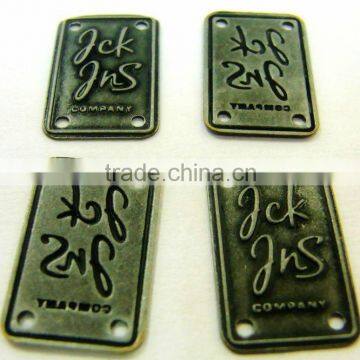 4 hole hand sewing metal badge for garments/jeans/bags