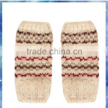 fairisle knitted wool fingerless gloves for ladies