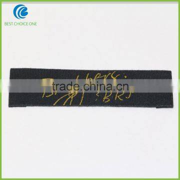 2016 High Density Damask Woven Label End Fold Soft Material Black Main Label For Clothing photo-3