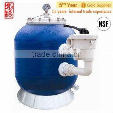 Side mounted fiberglass sand filter for pool