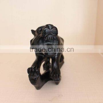 natural rock black obsidian crystal carving tiger