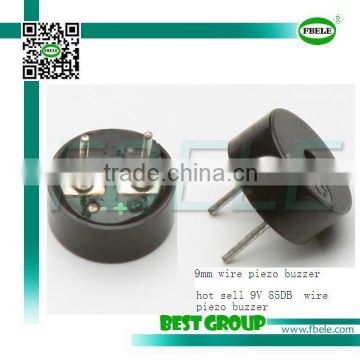 9mm hot sell 85DB 9V wire piezo buzzer FBMT9040