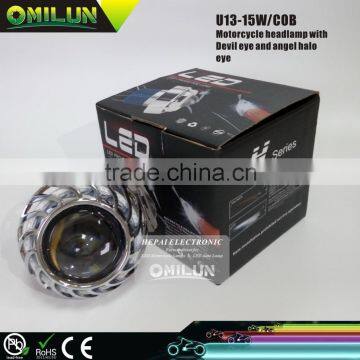 15W LED U13 motorcycle lamp with angel halo eyes