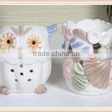 wholesale ceramic colorful owl oil warmer small MOQ