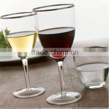 2mm silver rim wine goblet glass