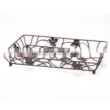 Copper Rectangular Metal Leaf Wire Basket YC009