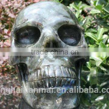 Amazing black obsidian carved crystal skull/black obsidian stone skull sculpture