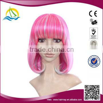 2015 High temperature fiber synthetic cheap colorful party wigs