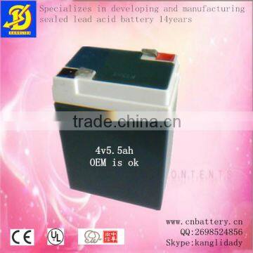 High capacity rechargeable lead acid battery 4v5.5ah