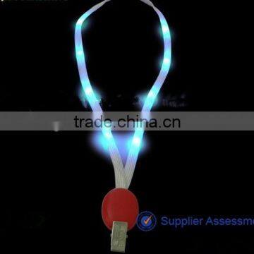 Ultrabright glowing optical fiber lanyard luminous fashionable shining neck strap decorative LED flashing lanyard