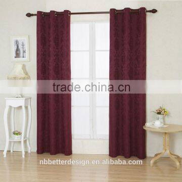 LATEST CURTAINS DESIGNS 2016 WITH FLOWER DESIGN BURGUNDY JACQUARED BLACKOUT CURTAIN