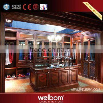 Professional factory made high gloss solid oak wardrobe