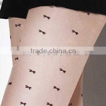 Taiwan Factory Sweet Bow Shiny Black Tights