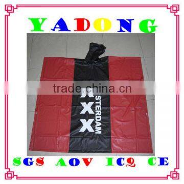 full printed plastic PVC rain poncho/cheap rain poncho PVC