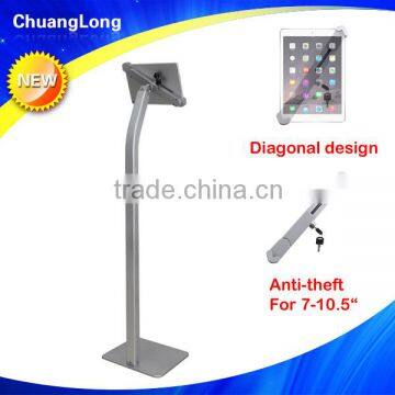 Anti-theft full rotation diagonal design display floor stand for 7-10.5 inch tablet PC