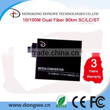 10/100M Single Mode Dual Fiber SC/FC/ST 1310nm 80KM Slot Media converter Customize External Power Supply