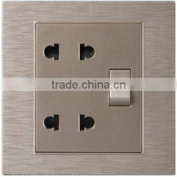 Top quality 2 gang 2 pole socket with switch with CE,CB,ROHS,SASO cetification