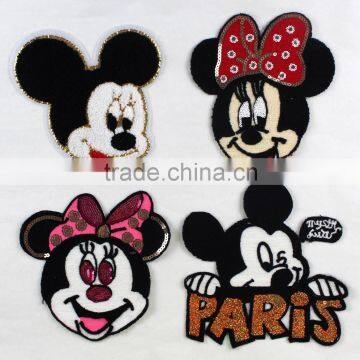 custom made cartoon character with sequins embroidery chenille patches