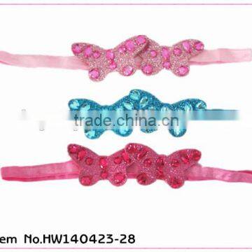 Glitter elastic headband,baby butterfly hair band,kids accessories