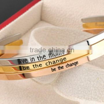 Wholesales stainless steel adjustable message bangle bracelet with high quality