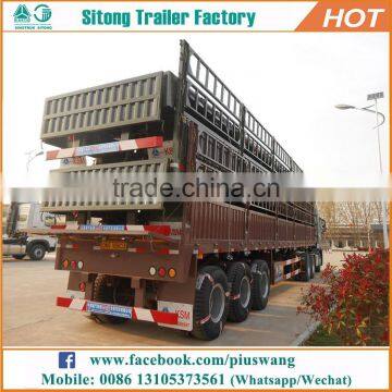 Factory Direct 3 Axles Stake Semi Trailer With Fence for Livestock / Beast / Cattle Transportation photo-4