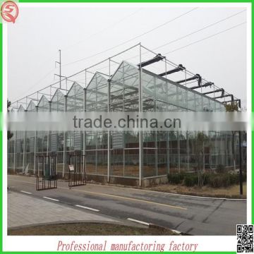 Hot sale 9.6m multi-span agriculture glass greenhouse grow tent for planting