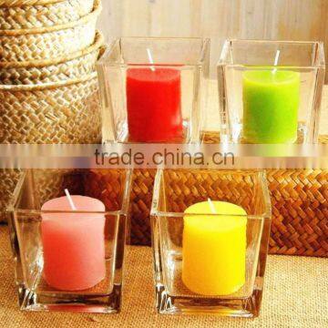 Square Glass Vase, Glass Candle Holder(HLTH-V038) photo-2