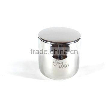 Steel Silver Finish Candle Jar Wth Logo Engraved Brand Name Candle Cup photo-3