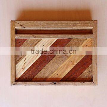 Rustic Solid Wood Customization Wooden Phone Holder With Logo Pen Tray Pad Stand Mini Storage Box on Desk