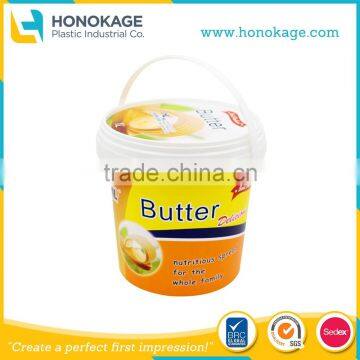 1L Round Margarine Tub with Handle,Food Grade Plastic Container Supplier